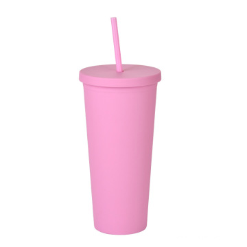 Pastel color acrylic cup Travel tumbler with lid and straw Double wall reusable Acrylic cup Modern matte tumbler